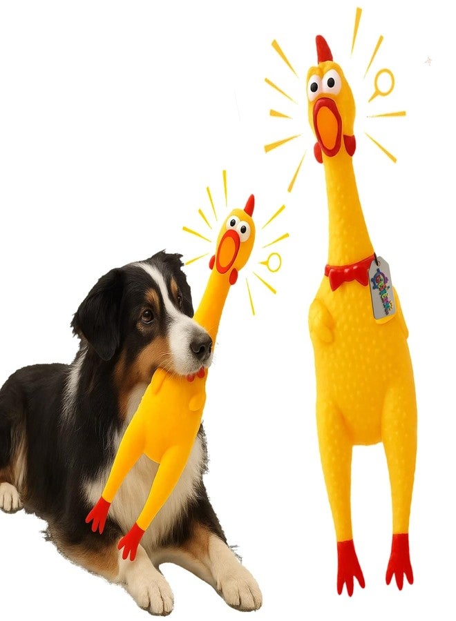 Western Era Squeaky Chicken Dog Toy 32CM | Rubber Rooster Shaped Interactive Chew Toy for Dogs & Puppies | Built-in Squeaker for Fetch & Training | Textured Surface for Teeth Cleaning | Funny Dog Toy - Image 1